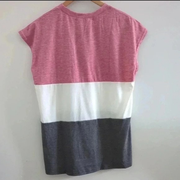 IRISGOD | Women's Red/White/Grey  Loose Cap Sleeve T-Shirt Blouse - Picture 4 of 4